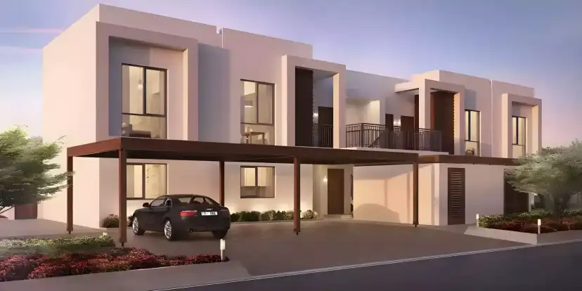 Al Ghadeer 2 townhouse row with planted front gardens