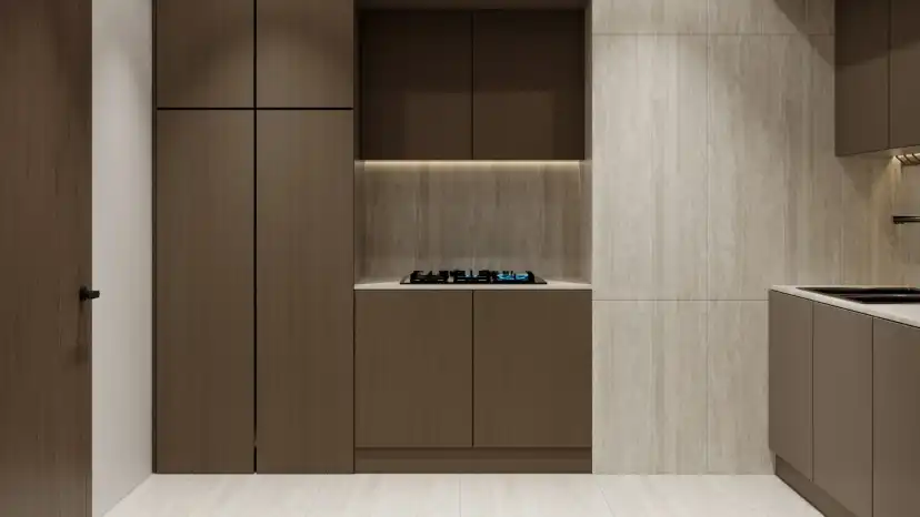 Reeman Residences contemporary kitchen with integrated cabinetry