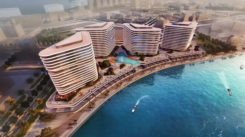 The Sea La Vie towers on the curved waterfront at Yas Bay