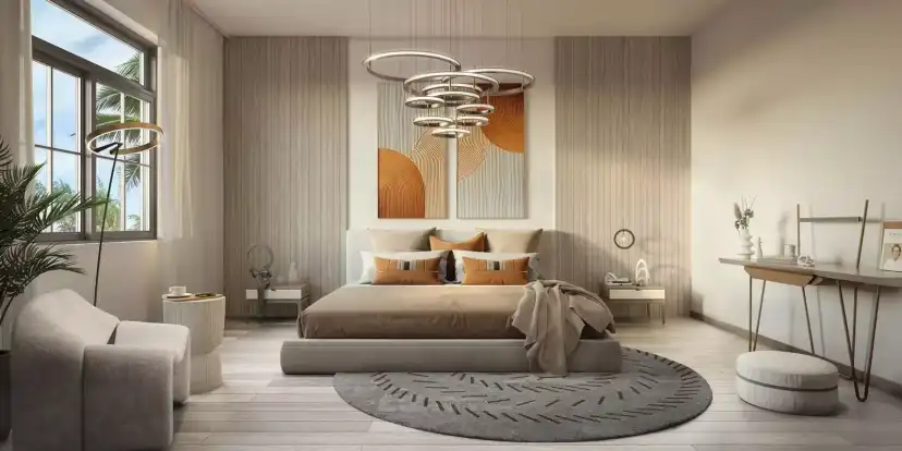 Yas Park Views bedroom opening to a planted outdoor outlook