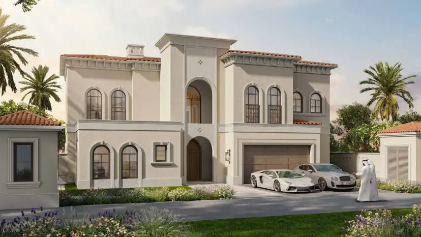 Malaga 6 bedroom villa front elevation and generous covered entrance