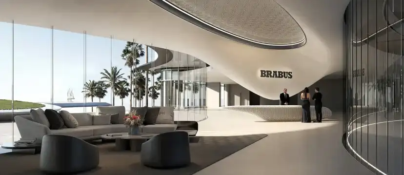Reception lobby with the Brabus sign