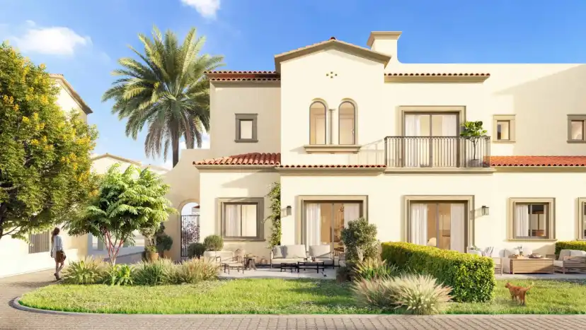 Carmona 2 bedroom townhouse front elevation with shaded entrance