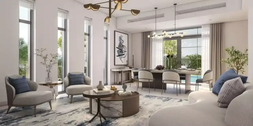 Yas Park Views open-plan family living and dining space