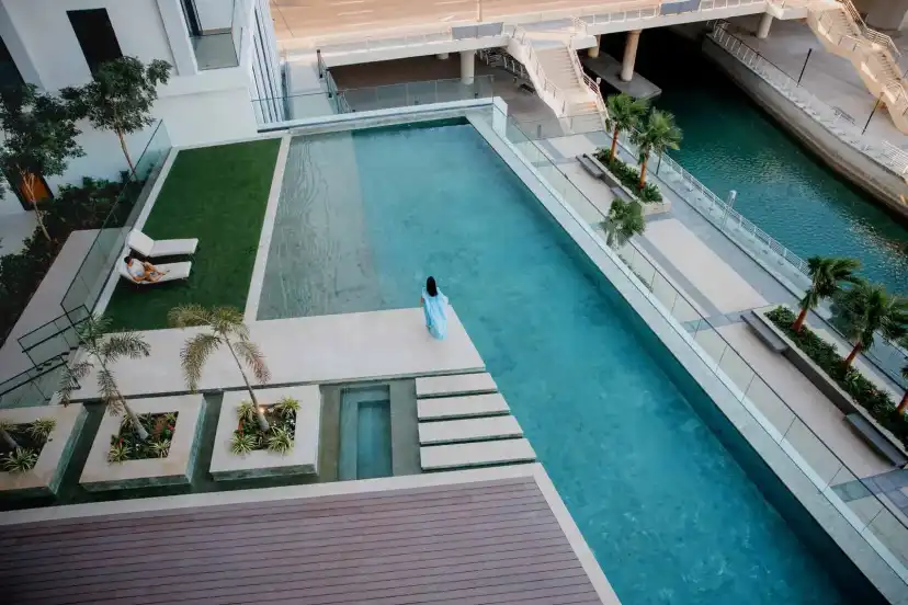 Pool terraces seen from above