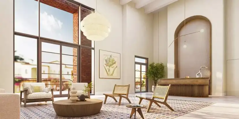 Granada illustrated living room with an arched wall niche