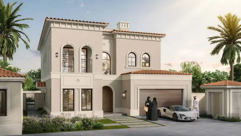 Malaga 5 bedroom villa front elevation and planted entrance