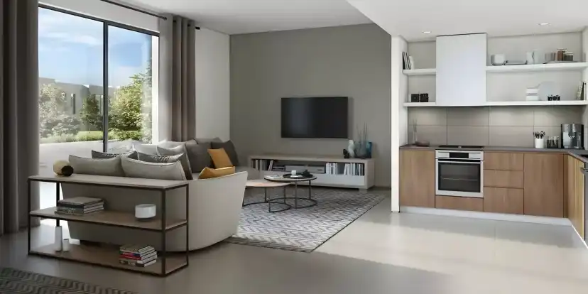 Al Ghadeer 2 open living area and kitchen interior